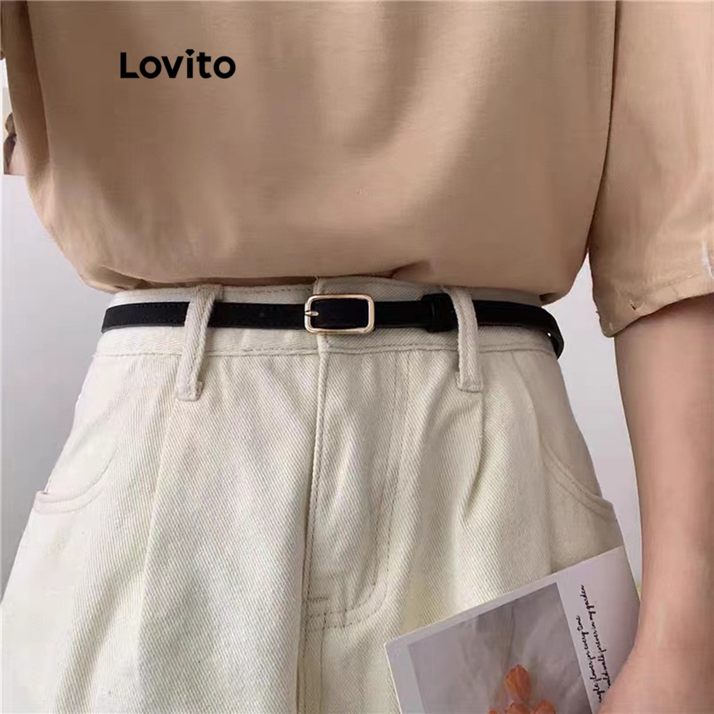 Lovito Cinto Casual De Metal Liso Retrô Elegante E Versátil Para Mulheres LFA12395 em Oferta na Shopee