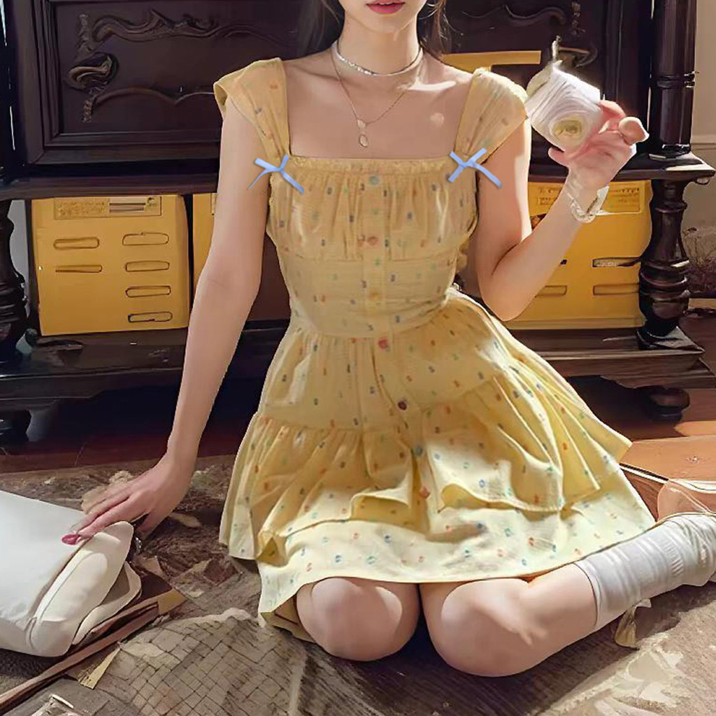 Lovito Vestido Casual Vestido Bordado De Bolinhas Para Mulheres LNA65350 em Oferta na Shopee