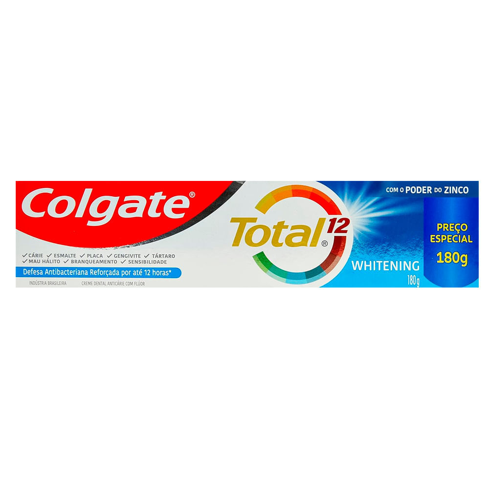 Creme Dental Colgate Total 12 Whitening 180g em Oferta na Shopee