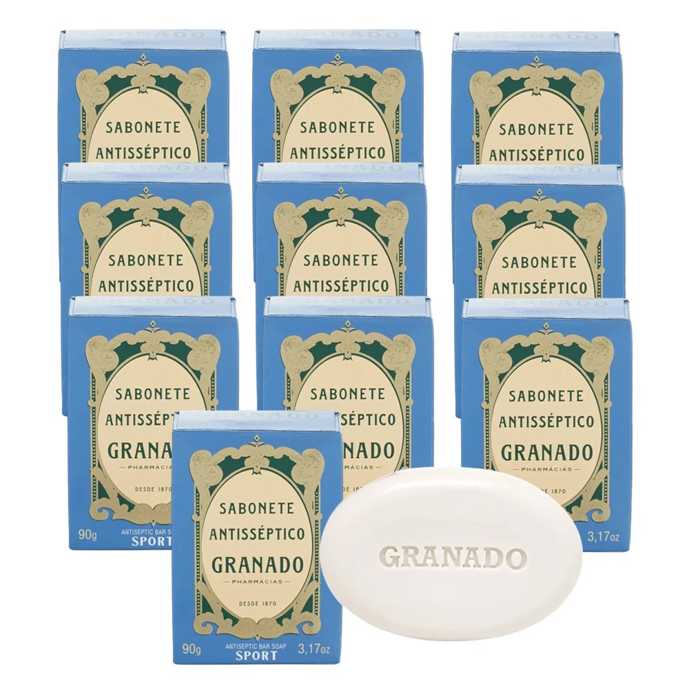 Kit 10 Sabonete Phebo Granado Antisséptico Sport Anti Acne e Oleosidade em Barra 90g