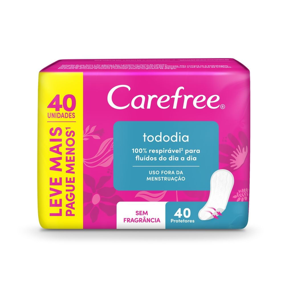 Protetor Diário Carefree Todo Dia Sem Fragrância 40 Unidades Leve Mais Por Menos
