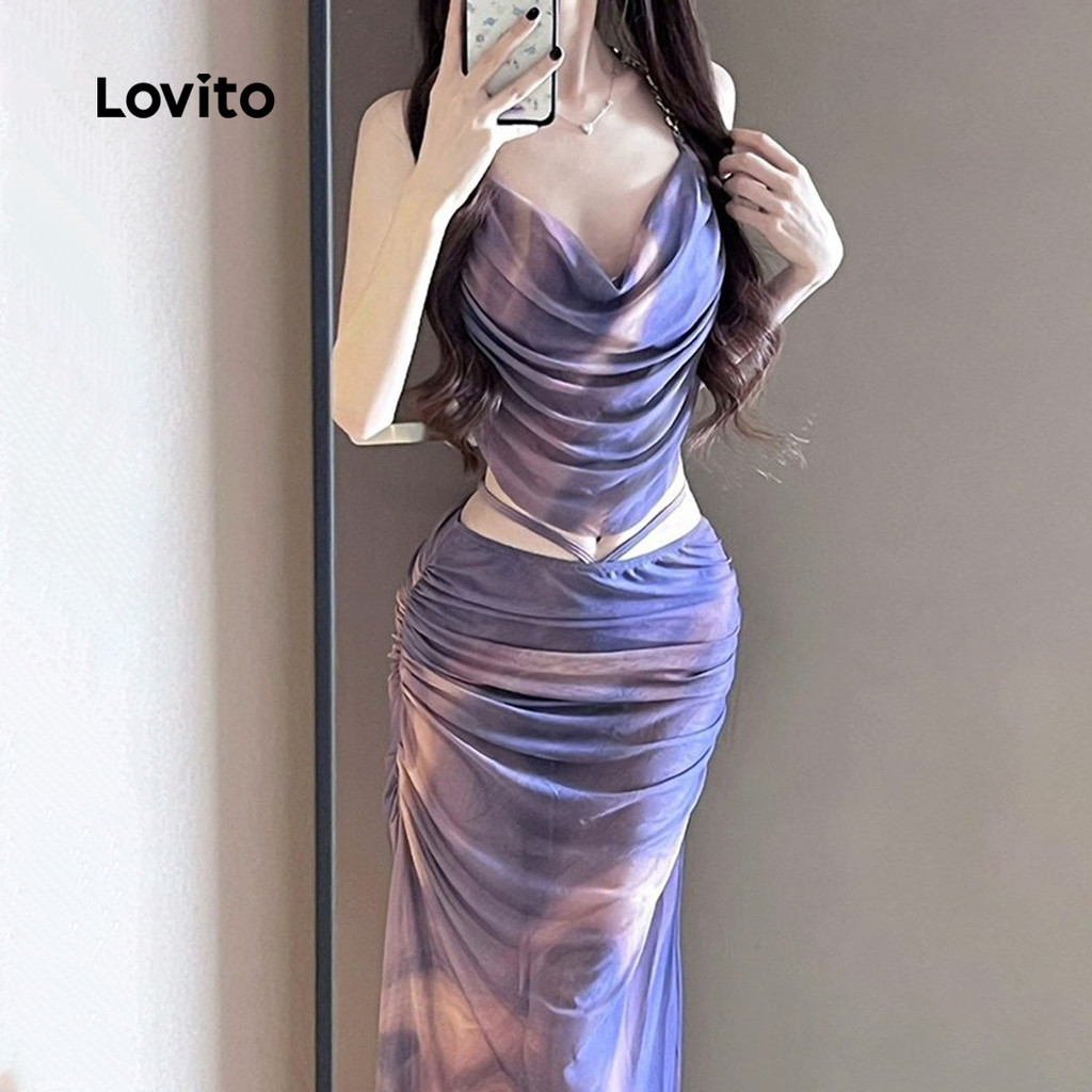 Lovito Conjuntos de Primavera/Verão Conjuntos de Biquíni Roxo para Mulheres LNE134043 em Oferta na Shopee