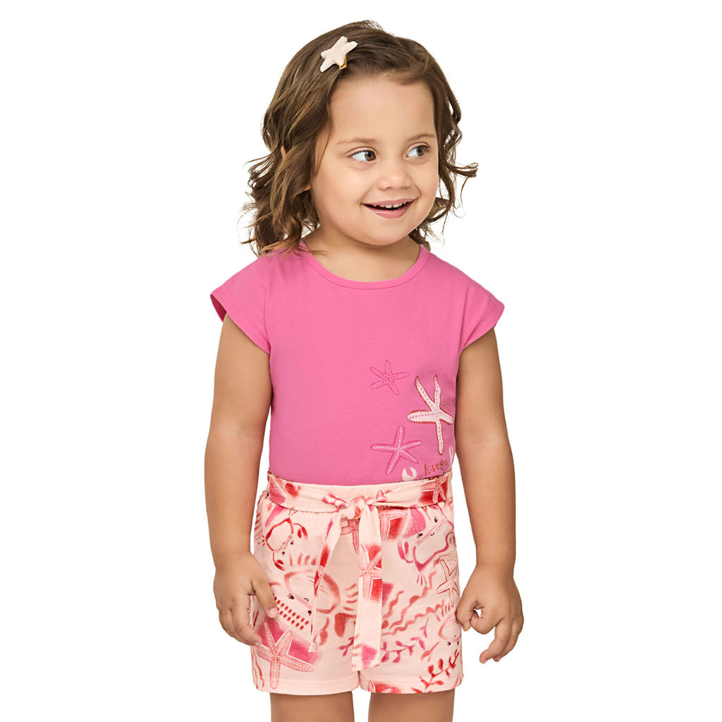 Conjunto Infantil Menina Caranguejo Elian Rosa