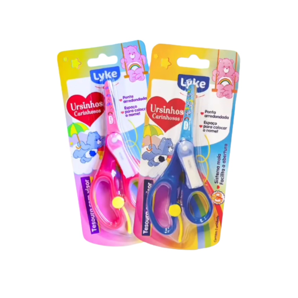 Tesoura Escolar Ursinhos Carinhosos Com Visor Para Colocar Nome em Oferta na Shopee