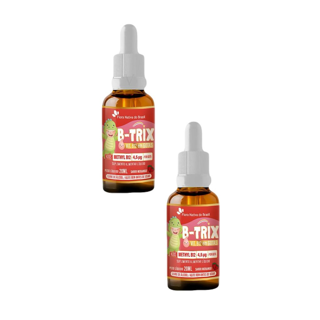 2x B- Trix Vitamina B12 Kids Gotas 30ml Flora Nativa Morango