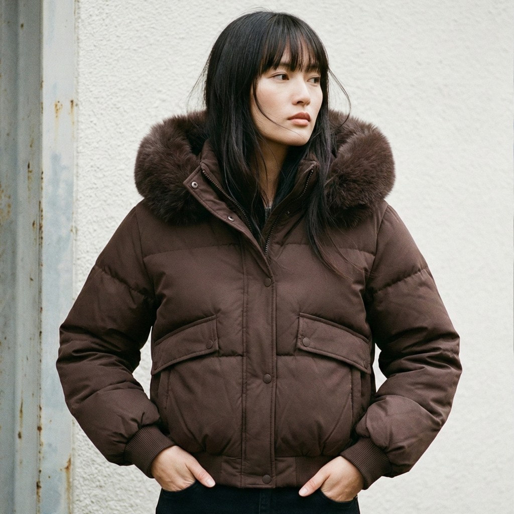 Jaqueta Puffer Cropped Feminina Casaco Bobojaco Nylon Casual Forro Pelinho Quentinho Moda Inverno