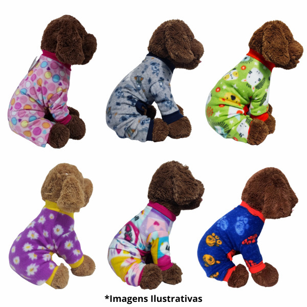 Um Macacão Soft  - ESTAMPAS SORTIDAS Roupinha Cachorro Inverno Frio Quente
