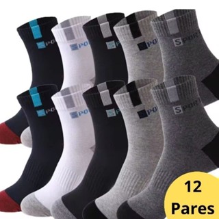 Kit de 12 Pares de Meias Sport Cano Longo Meias Masculina em Oferta na Shopee