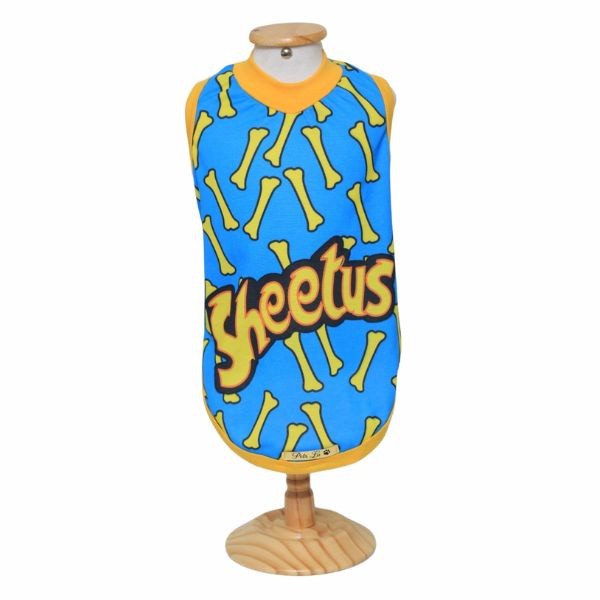 Roupa Pet Sheetus Azul Modelo Regata Básica fantasia divertida engraçada salgadinho cachorro gato