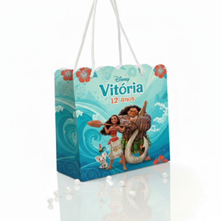 Kit 40 Sacolinha Personalizadas De Festa Infantil Princesa Moana Nome Idade em Oferta na Shopee