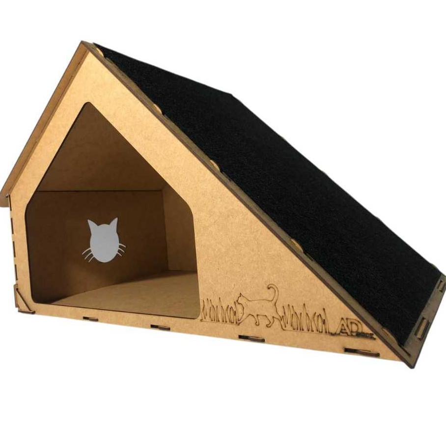 Casinha Gato MDF com Arranhador e Rampa | Toca Pet Resistência Conforto Decoração
