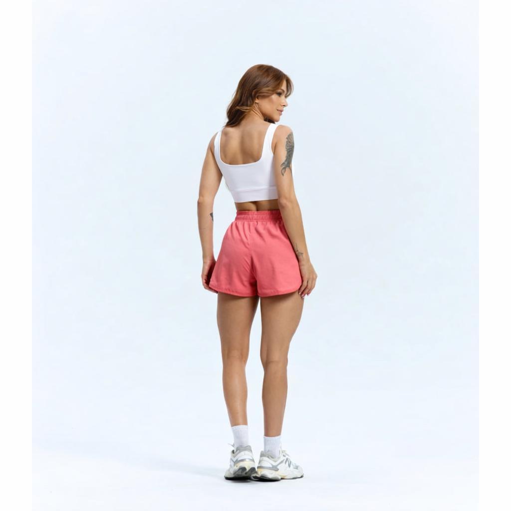 Conjunto Short Duplo Fitness Feminino Top com Bojo Premium Poliamida Tactel Academia Corrida Cintura Alta — imagem 2 de 2