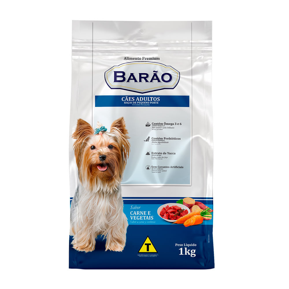 Ração Barão Adulto Raças Pequenas Sabor Carne e Vegetais 1Kg em Oferta na Shopee