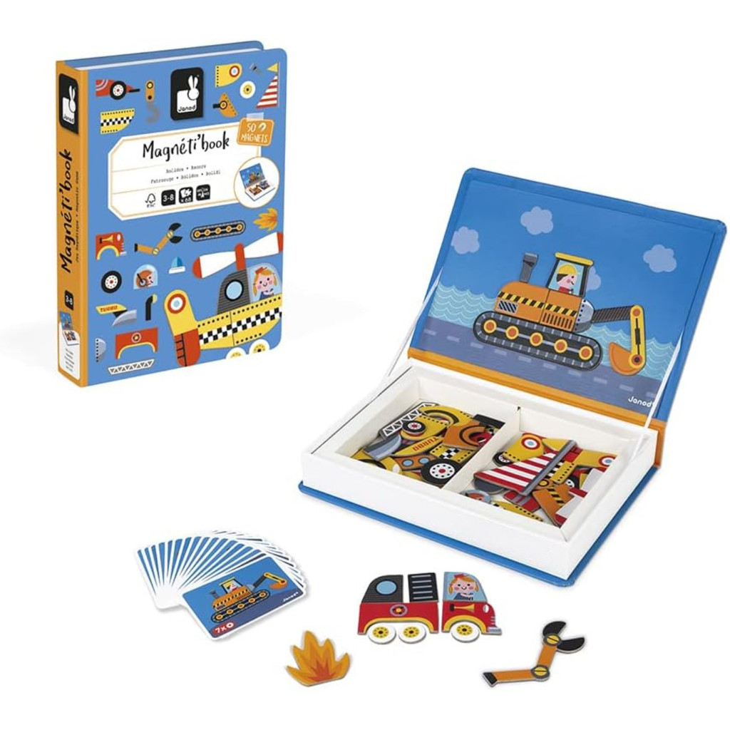 Magneti’book Veículos Livro Magnético Educativo Infantil 50 Ímãs