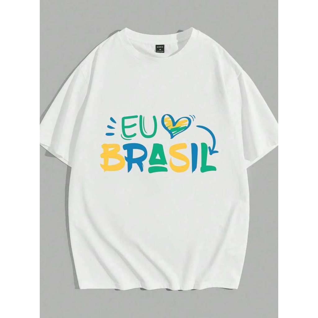 Camiseta Eu Amo BRASIL Cores Bandeira Futebol Copa do Mundo 2026   100% Algodão Envio Rápido/Imediato Spyke Shop