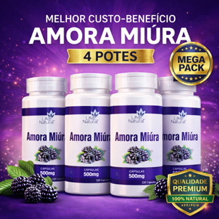 Amora Miúra 500mg – 480 Cápsulas (4 Potes) | Suplemento Natural Premium em Oferta na Shopee