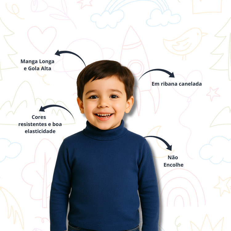 Detalhes do Kit Sortido 4 Blusa Manga Longa Ribana Canelada Menino/Masculino Infantil Juvenil Lisas Escolar