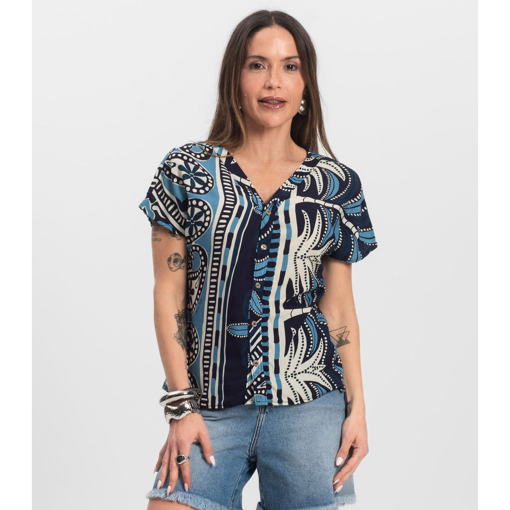 Blusa Feminina Estampada Infinita Cor Azul