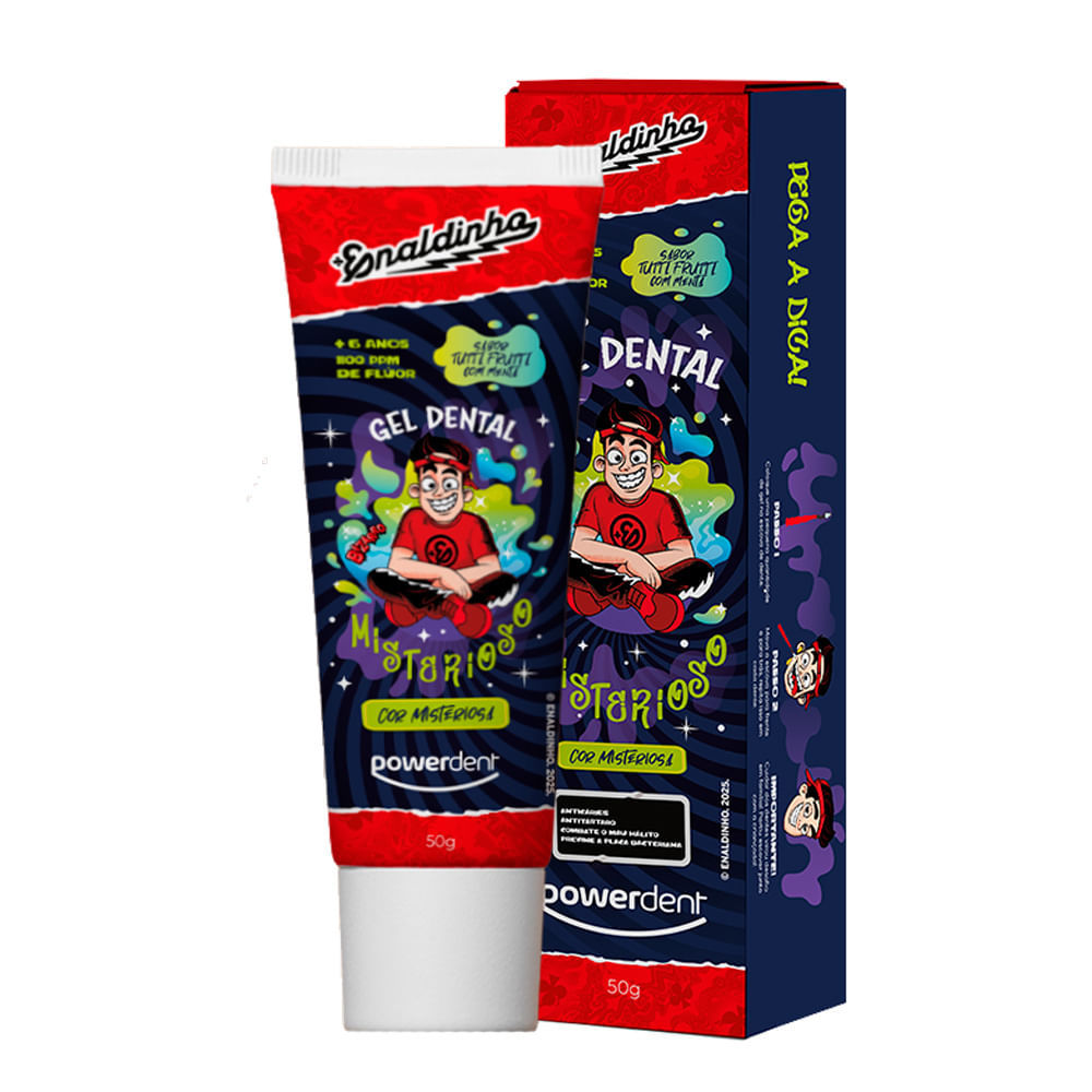 Gel Dental Infantil Powerdent Enaldinho Misterioso Sabor Tutti Frutti Com Menta 50g em Oferta na Shopee