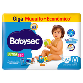 Fralda Babysec Ultrasec Giga Tamanho M 92 Unidades Descartáveis em Oferta na Shopee