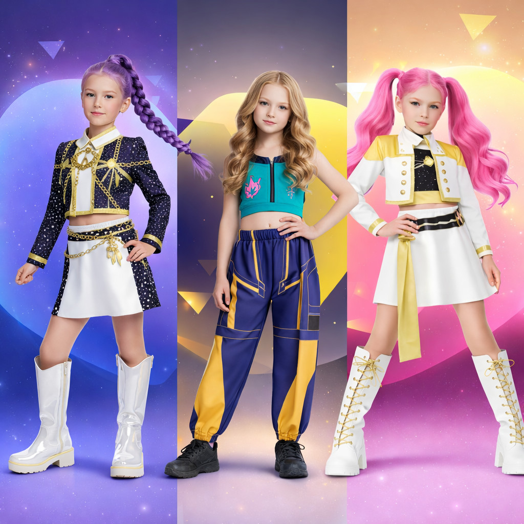 Fantasia Guerreiras Kpop Festa Pop Infantil Dança Palco Luxo Aniversario Mira Zoey em Oferta na Shopee