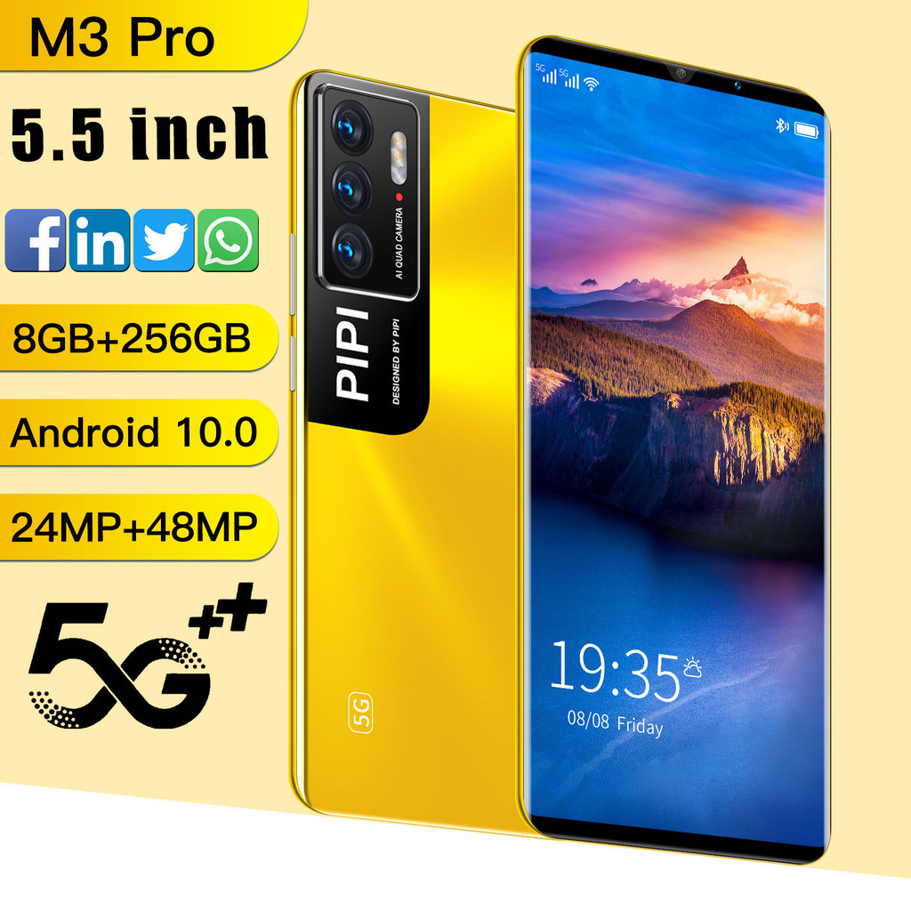 Novo smartphone M3 pro 256GB De Memória Cartão SIM Duplo 5G Telefone