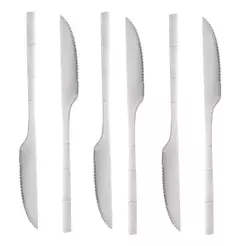 6 Facas para Churrasco Bambu Elegant de Aço Inox 22,3cm - Lyor