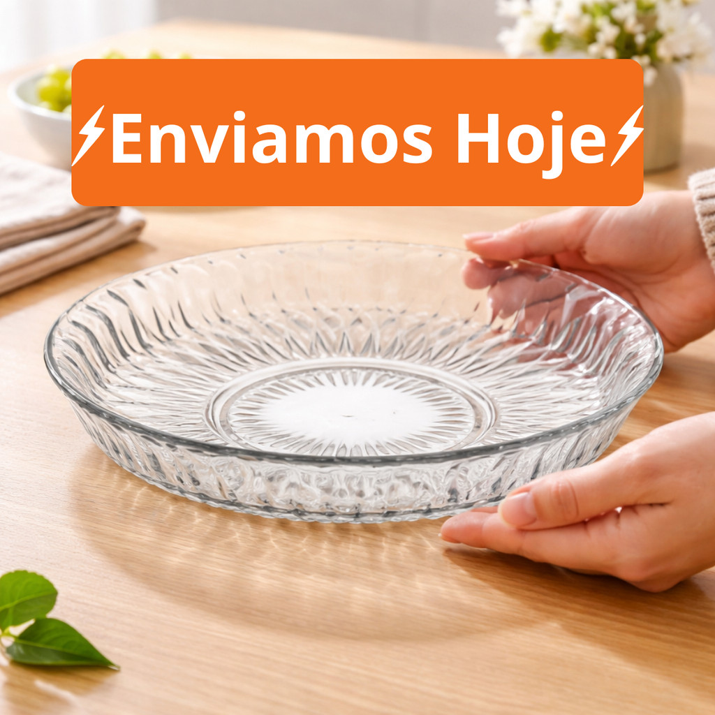 Prato para Bolo Cazza Diamond em Vidro 29cm