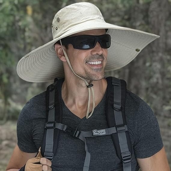 Chapéu de Sol Masculino Aba Larga Secagem Rápida Ideal para Pesca e Trilha YF-L2