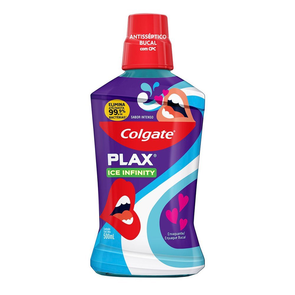 Enxaguante Bucal Colgate Plax Ice Infinity  Refrescância Leve 500ml Pague 350ml