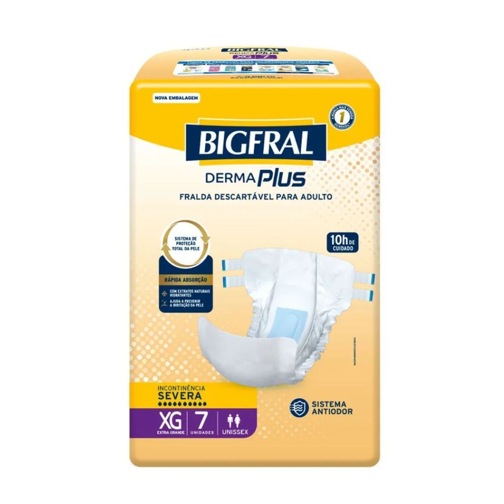 Fralda Bigfral Derma Plus XG 7 Unidades em Oferta na Shopee