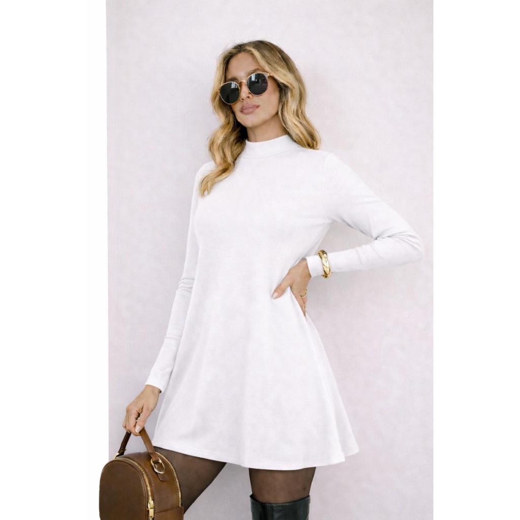 Vestido Feminino Gola Alta Manga Longa curto Suedine Confortável Inverno Tendência 2026 meia estação