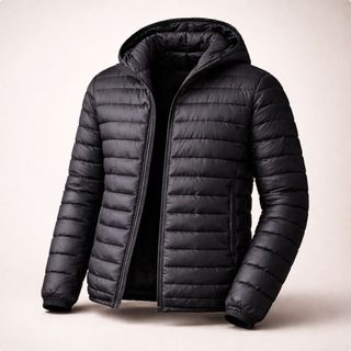 Casaco Puffer Masculino Preto com Touca Jaqueta Acolchoada Inverno Confortável e Durável