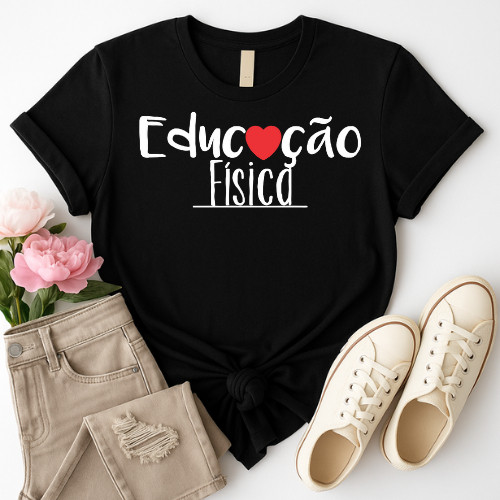 Camiseta Feminina Educação Física Uniforme Para Professor Ou Aluno