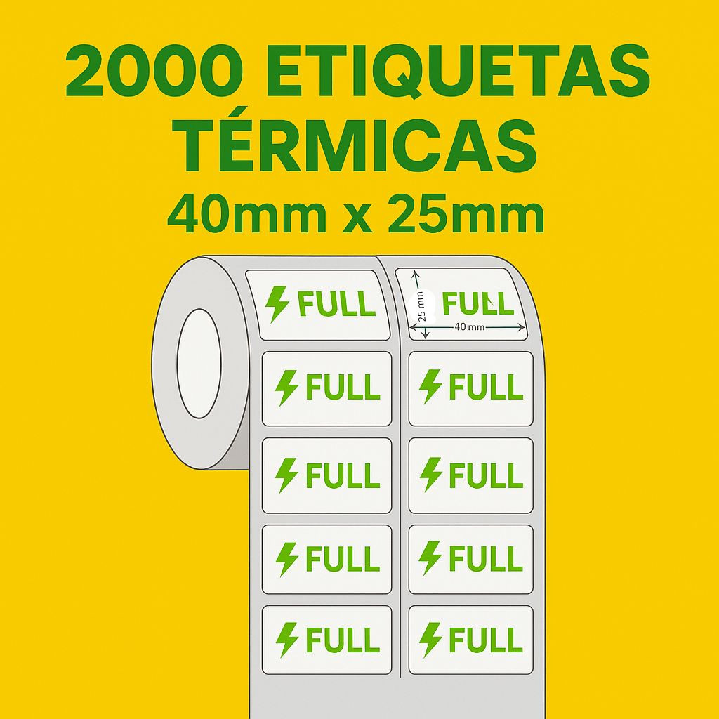 Até 3 Bobina Térmica 2000 Etiquetas Adesiva 40x25mm Full 2 Colunas Mercado Envios Impressora Sem Ribbon