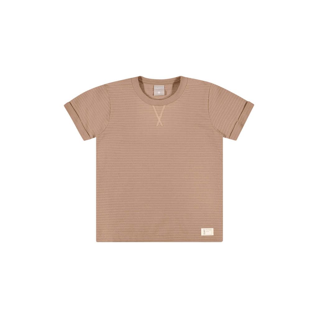 Camiseta Infantil Menino Bordado X Colorittá Marrom em Oferta na Shopee