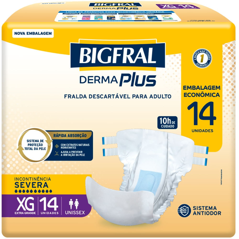 Fralda Geriátrica Bigfral Derma Plus XG 14 Unidades em Oferta na Shopee