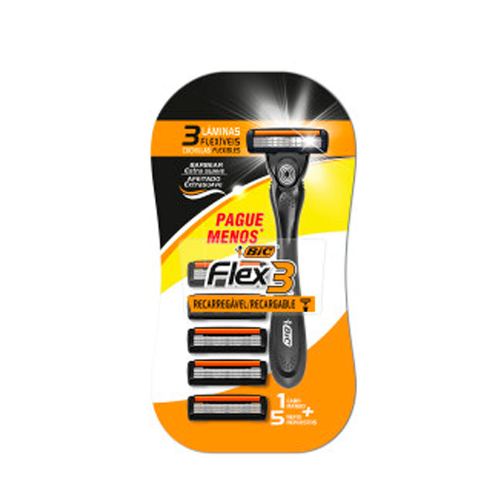 Aparelho de Barbear Bic Flex 3 Hybrid Extra Suave + 5 Cargas em Oferta na Shopee