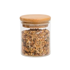 Pote de vidro 200ml tampa de bambu hermético redondo - Tüd