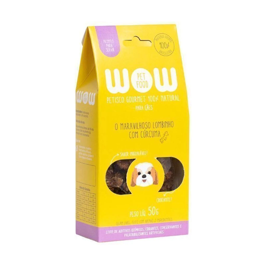 Petisco Wow Pet Cães Sabor Lombinho Com Cúrcuma 100% Natural
