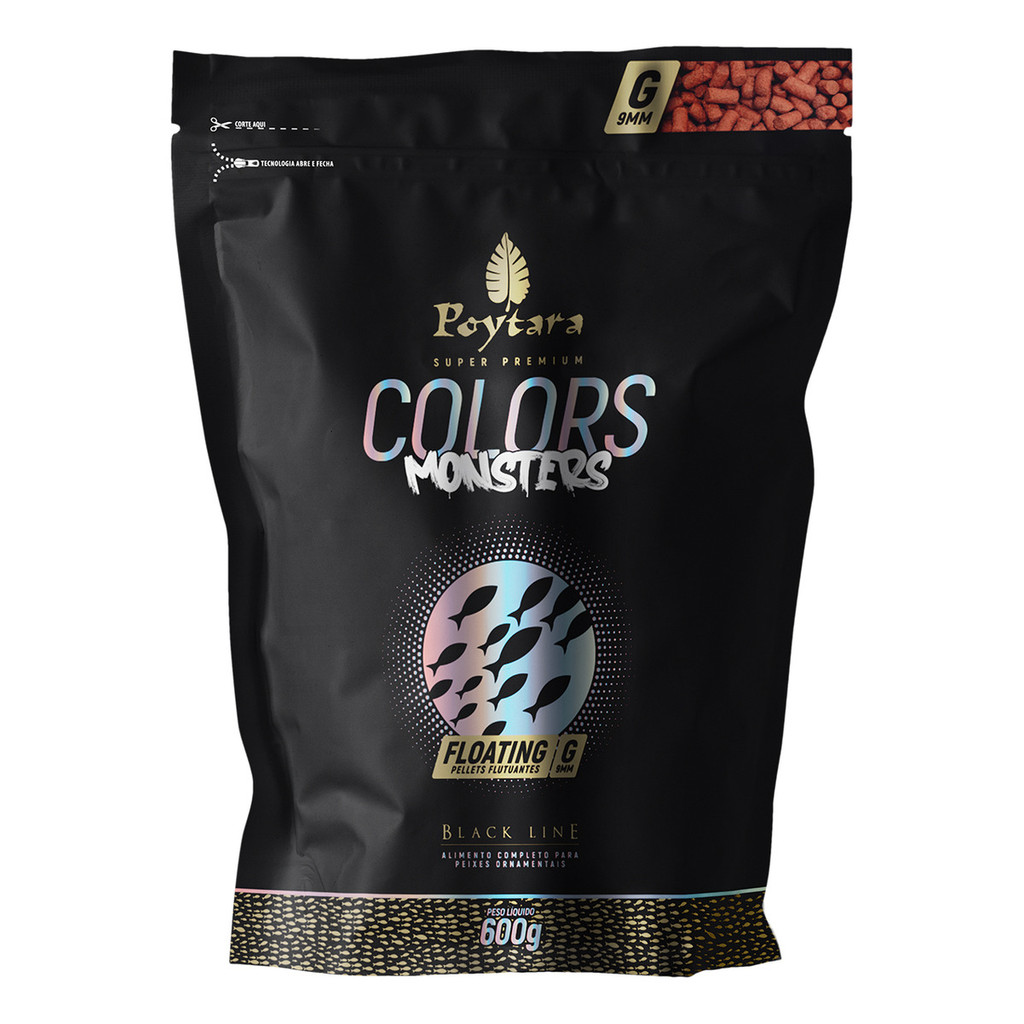 Ração Poytara Monsters Colors Floating G 600g - Pellets 9mm