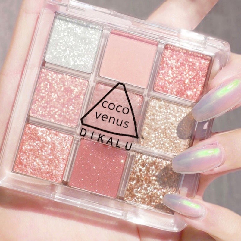 Paleta de Sombras Coloridas 9 Cores Alta Pigmentação Waterproof Sweat-Proof Make Olhos