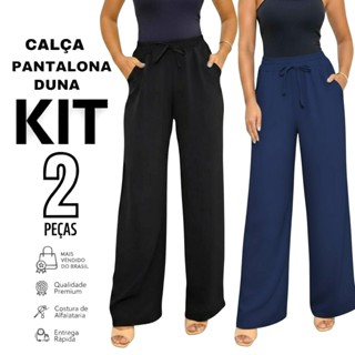 Kit 2 Calça Feminina Pantalona de Amarrar Duna em Oferta na Shopee