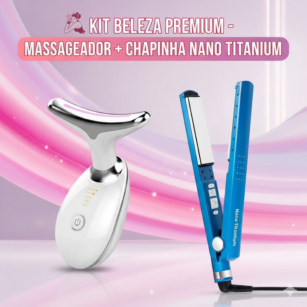 Chapinha Nano Titanium 450°F Prancha Alisadora Progressiva Bivolt + Massageador Facial