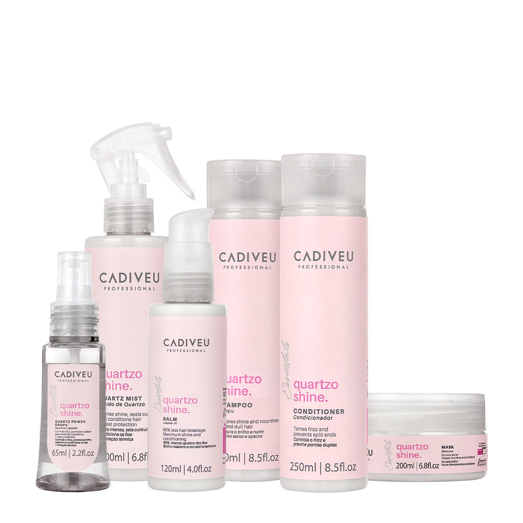 Kit Cadiveu Professional Quartzo Shine Shampoo Condicionador Balm Máscara Fluído e Óleo (6 produtos)