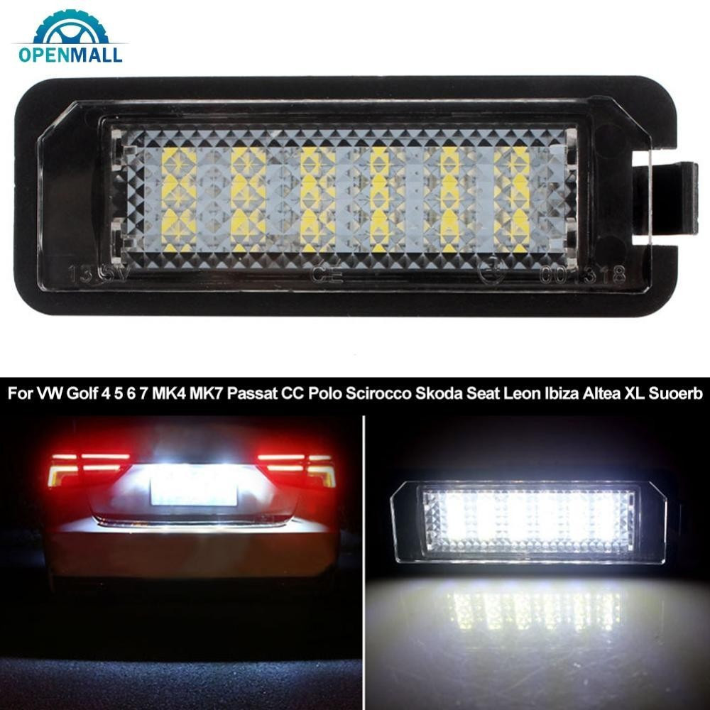 OPENMALL 1PC Luzes De Placa De Carro LED Lâmpada De Auto DC 12V Acessórios Com Cabo Para VW Golf 4 5 6 7 MK4 MK7 Passat