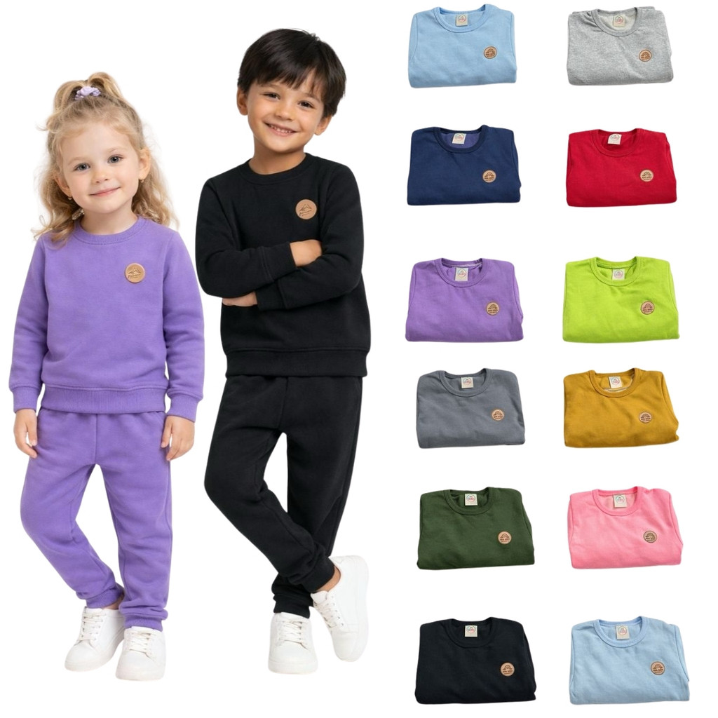 Kit 3 Conjuntos Moletom Bebê Inverno Casaco e Calça Menino e Menina Várias Cores Infantil