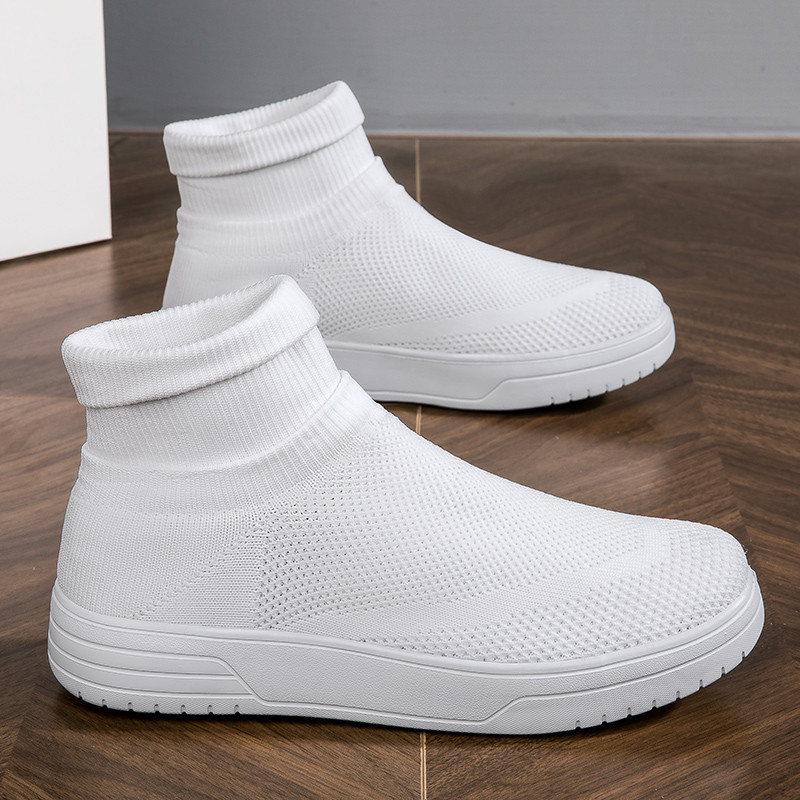 Tênis Esportivos Casuais de Cano Alto para Casal, Cabedal em Flyknit, Sola Macia em EVA, Respirável, Antiderrapante, Tam em Oferta na Shopee