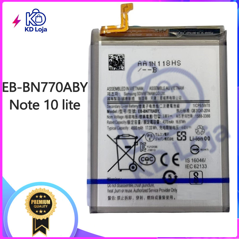 Bateria Compatível Galaxy Note 10 Lite (SM-N770F/DS) EB-BN770ABY Alta Capacidade + Maior Duração!