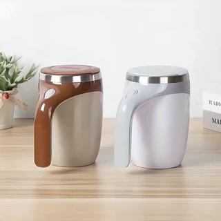 Caneca Misturadora Elétrica Magnética Automática Mixer Café Leite Chocolate Copo Aço Inox com Tampa 